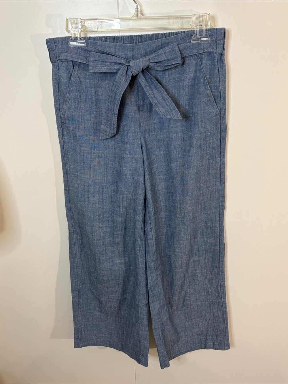 J. Crew Chambray Tie-Waist Wide-Leg Pants - Blue 4